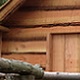 Treehouse supported on locally sourced Sweet Chestnut trunks, & Chestnut ballastrade. House clad with Douglas Fir.